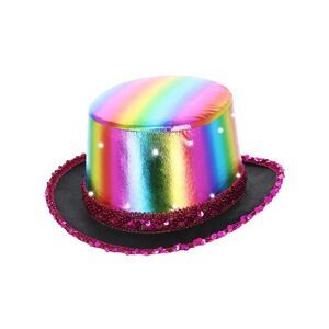 Smiffys Unisex Adult Metallic LED Light Up Top Hat / Multicolored